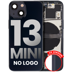 Back Housing W/ Small Components Pre-Installed Compatible For iPhone 13 Mini (US Version) (No Logo) (Aftermarket Plus) (Midnight)