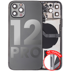 Back Housing W/ Small Components Pre-Installed Compatible For iPhone 12 Pro (US Version) (Used OEM Pull: Grade C) (Graphite)