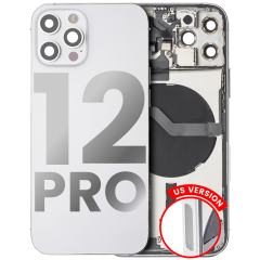 Back Housing W/ Small Components Pre-Installed Compatible For iPhone 12 Pro (US Version) (Used OEM Pull: Grade C) (Silver)