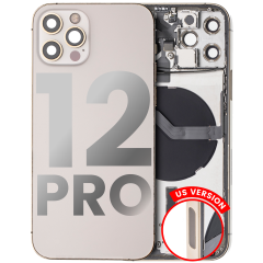 Back Housing W/ Small Components Pre-Installed Compatible For iPhone 12 Pro (US Version) (Used OEM Pull: Grade B) (Gold)