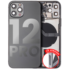 Back Housing W/ Small Components Pre-Installed Compatible For iPhone 12 Pro (US Version) (Used OEM Pull: Grade A) (Graphite)