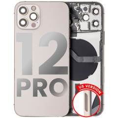 Back Housing W/ Small Components Pre-Installed Compatible For iPhone 12 Pro (US Version) (Used OEM Pull: Grade A) (Gold)