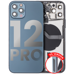 Back Housing W/ Small Components Pre-Installed Compatible For iPhone 12 Pro (US Version) (Used OEM Pull: Grade A) (Pacific Blue)