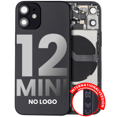 Back Housing W/ Small Components Pre-Installed Compatible For iPhone 12 Mini (International Version) (Used OEM Pull: Grade C) (Black)