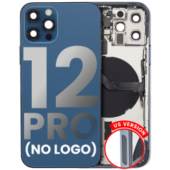 Back Housing W/ Small Components Pre-Installed Compatible For iPhone 12 Pro (US Version) (No Logo) (Aftermarket Plus) (Pacific Blue)
