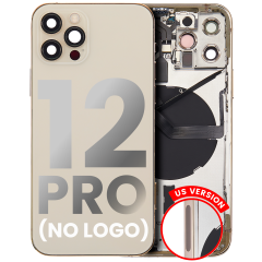 Back Housing W/ Small Components Pre-Installed Compatible For iPhone 12 Pro (US Version) (No Logo) (Aftermarket Plus) (Gold)