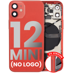 Back Housing W/ Small Components Pre-Installed Compatible For iPhone 12 Mini (US Version) (No Logo) (Aftermarket Plus) (Red)