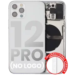 Back Housing W/ Small Components Pre-Installed Compatible For iPhone 12 Pro (No Logo) (Aftermarket Plus) (International Version) (Silver)