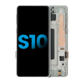 LCD Assembly With Frame (Without Finger Print Sensor) Compatible For Samsung Galaxy S10 (Aftermarket Plus: TFT) (Prism White)